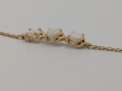 14k Yellow Gold 2 mm Opal Stone Speciality 7" Bracelet Chain Dainty Layering Bracelet