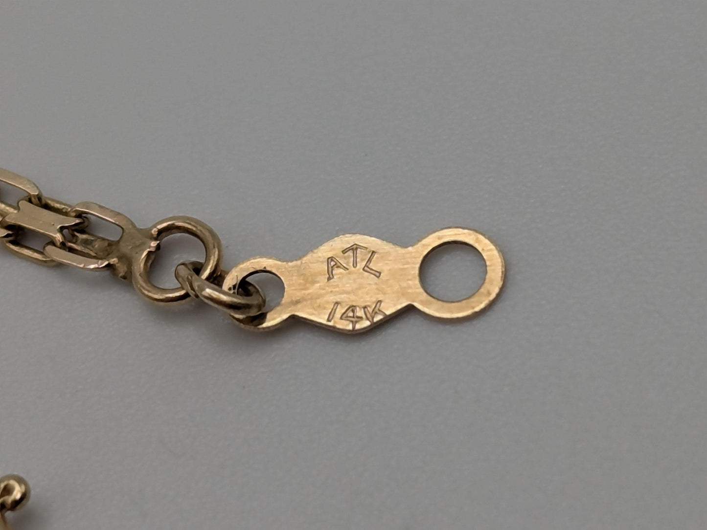 14k Yellow Gold 2 mm Opal Stone Speciality 7" Bracelet Chain Dainty Layering Bracelet