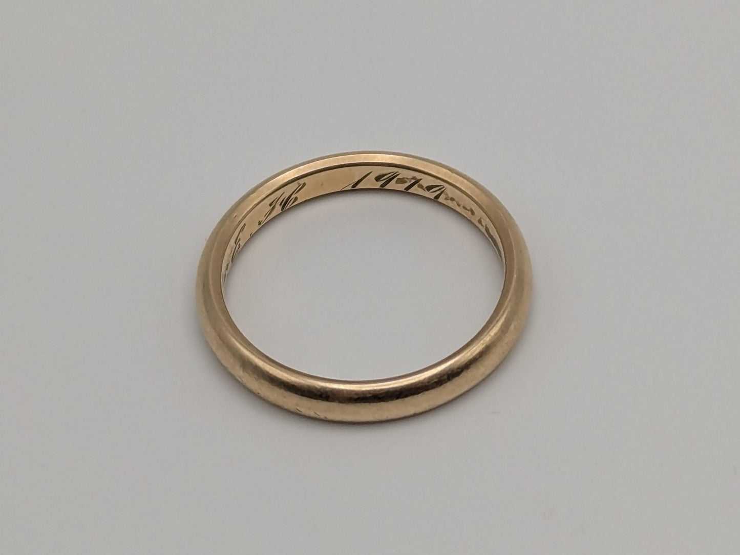 Antique 1919 Wedding Ring 14K Yellow Gold Wedding Band 3.2mm Comfort Fit Ring