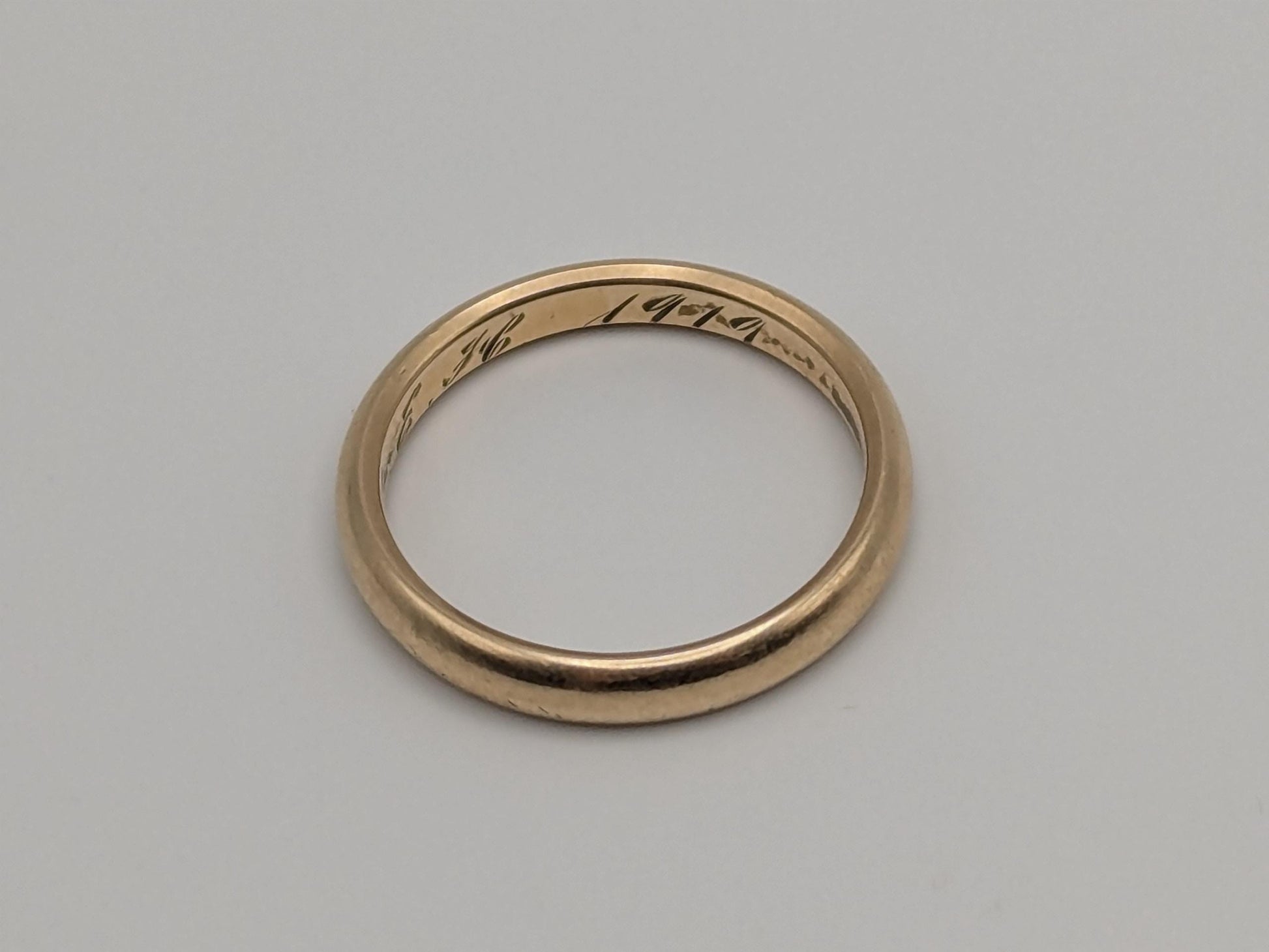 Antique 1919 Wedding Ring 14K Yellow Gold Wedding Band 3.2mm Comfort Fit Ring