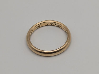 Antique 1919 Wedding Ring 14K Yellow Gold Wedding Band 3.2mm Comfort Fit Ring