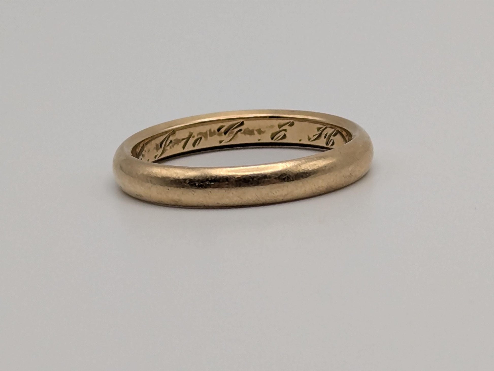 Antique 1919 Wedding Ring 14K Yellow Gold Wedding Band 3.2mm Comfort Fit Ring