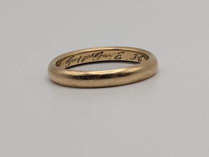 Antique 1919 Wedding Ring 14K Yellow Gold Wedding Band 3.2mm Comfort Fit Ring