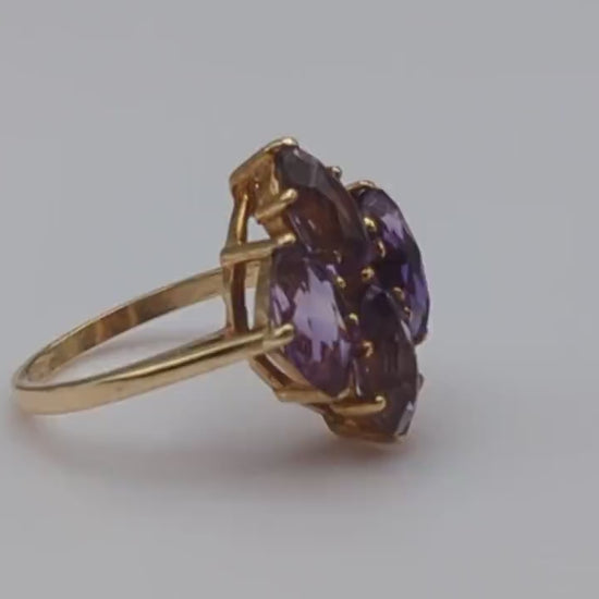 Vintage 14k Large 2ct Cluster Amethyst Ring. Amethyst 14k Womens Engagement Ring. Amethyst Promise Ring Amethyst Statement Ring Wedding Band