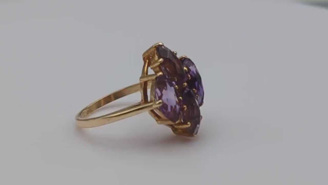 Vintage 14k Large 2ct Cluster Amethyst Ring. Amethyst 14k Womens Engagement Ring. Amethyst Promise Ring Amethyst Statement Ring Wedding Band