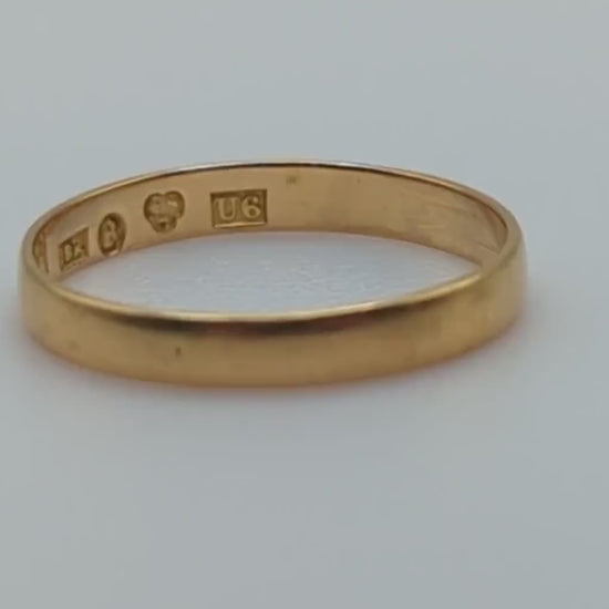 RARE 1898 Sweden 18k Antique Wedding Band. 18k Yellow Gold Cigar Wide band. 18k Wide Cigar ring. Unisex Wide Wedding Band