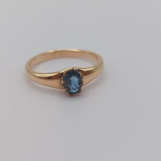 10k Solitaire Sapphire Engagement Ring. 10k Vintage Sapphire Ring. Womens Yellow Gold Sapphire Ring. 10k Yellow Gold Sapphire Band.