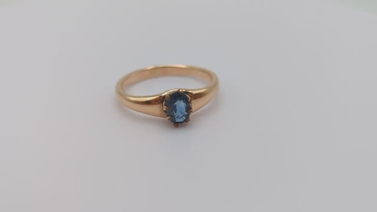 10k Solitaire Sapphire Engagement Ring. 10k Vintage Sapphire Ring. Womens Yellow Gold Sapphire Ring. 10k Yellow Gold Sapphire Band.