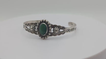 Vintage Silver Fred Harvey Turquoise Cuff Bracelet. Sterling Silver Turquoise Navajo Bracelet.  Fred Harvey Turquoise Sterling Silver Cuff