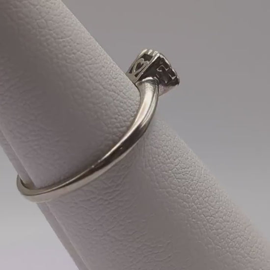 Antique Art Deco 14k White Gold Cathedral Setting Diamond Solitaire Ring. 14k White Gold Diamond Engagement Ring.