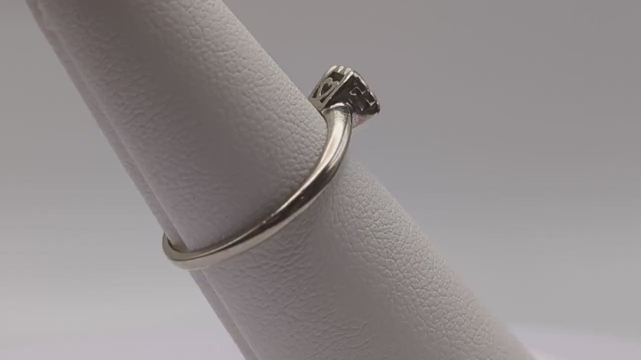 Antique Art Deco 14k White Gold Cathedral Setting Diamond Solitaire Ring. 14k White Gold Diamond Engagement Ring.