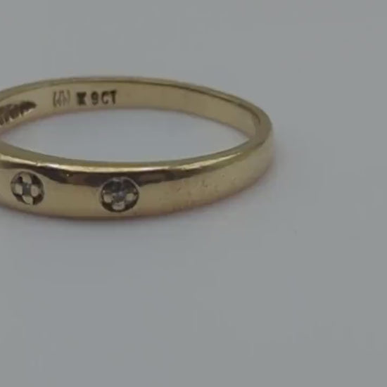 Antique 10k Yellow Gold 3 Diamond Anniversary Band. 10k Yellow Gold  Wedding Ring. 10k Womens Yellow Gold Anniversary Band.