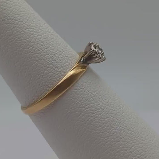 Vintage 14k Style Crest Diamond Solitaire Ring. 14k Yellow Gold Diamond Engagement Ring. 14k Style Crest Diamond Ring. Diamond Wedding Ring