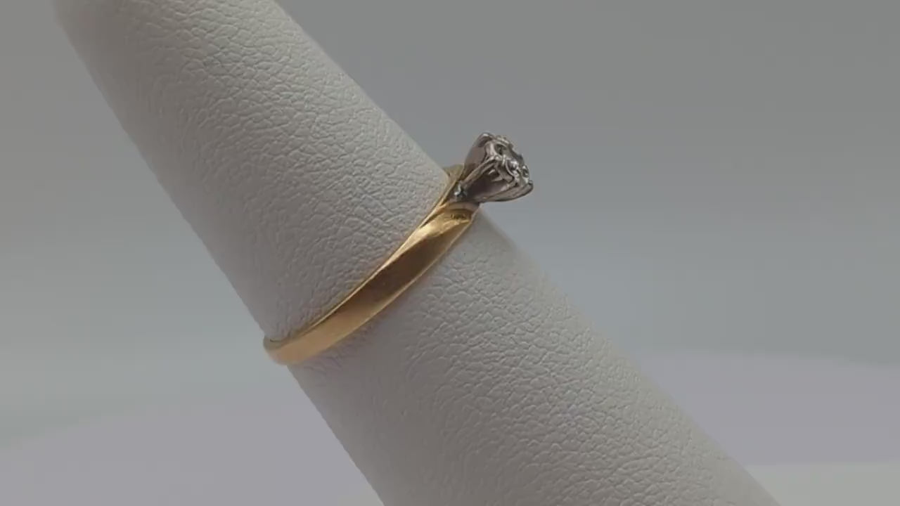 Vintage 14k Style Crest Diamond Solitaire Ring. 14k Yellow Gold Diamond Engagement Ring. 14k Style Crest Diamond Ring. Diamond Wedding Ring