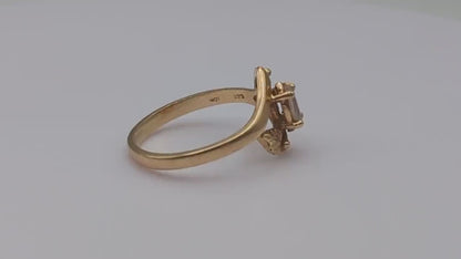 10k Black Hills Gold Tri-Colored 10k Leaf Topaz Vine Ring. Womens Blacks Hills Trio Gold White Topaz Vine Ring. White Topaz Vine Ring.
