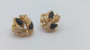 Vintage Unique 14k Yellow Gold Black Onyx Wood Jasper Wheat Earrings