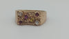 10k Yellow Gold Vintage Multi Gemstone Signet Ring. 10k Yellow Gold Rubies Yellow Sapphire White Quartz. 10k Multi Gemstone Ring SZ13