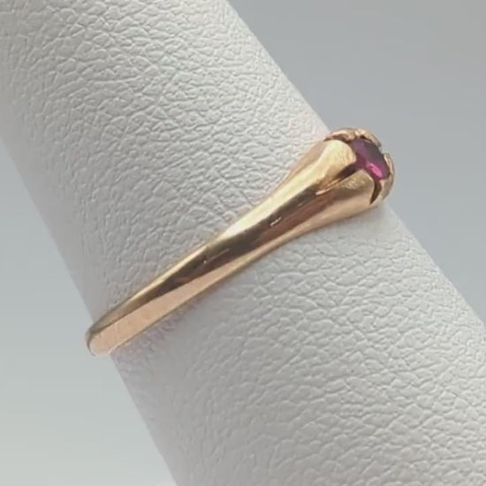 14k Ruby Yellow Gold Ring. 14k Ruby Ring. 14k Womens Ruby Yellow Gold Ring. 14k Solitaire Ruby Ring.