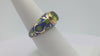 Heavy 7gr 14k Yellow Gold Oval Cut Bezel Set Peridot Ring with Blue and Green Enamel. 14k Half Dome Peridot Ring. Bezel Set Peridot Ring.