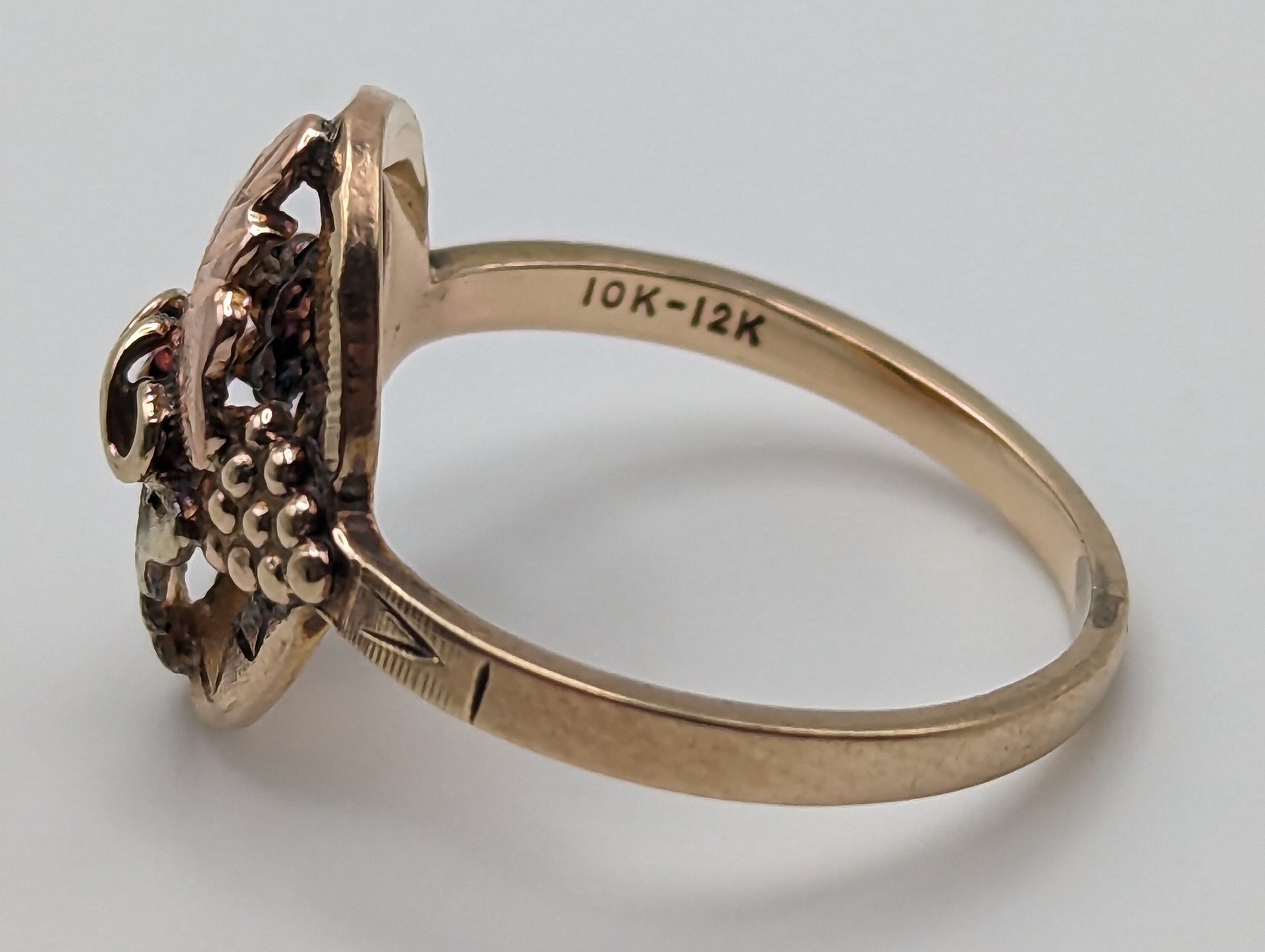 Black Hills Gold Ring. 10k Multi-tone Gold Black Hills Signet Ring. 10k/12k Black Hill Band. Rose Gold Flower Vine Ring.