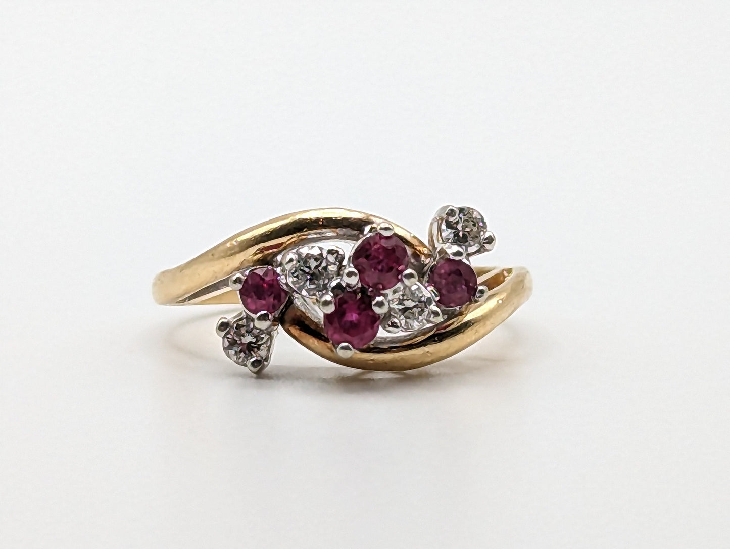 14k Yellow Gold Diamond Ruby Cluster Ring 0.5ctw. 14k Yellow Gold Engagement Band. 14k Yellow Gold Diamond Cluster Womens Wedding band