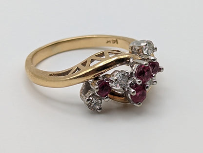 14k Yellow Gold Diamond Ruby Cluster Ring 0.5ctw. 14k Yellow Gold Engagement Band. 14k Yellow Gold Diamond Cluster Womens Wedding band