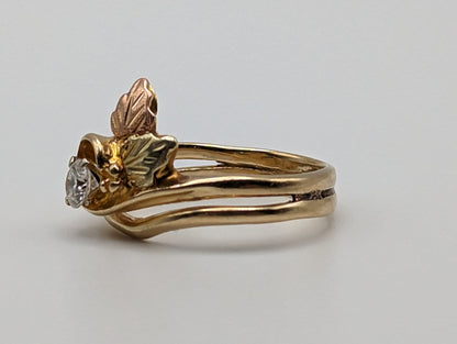 14k Diamond Black Hills Gold Ring. 14k Multi-tone Gold Black Hills Engagement Ring. 14k Black Hill Wedding Band. Rose Gold Diamond Ring.