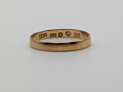 RARE 1898 Sweden 18k Antique Wedding Band. 18k Yellow Gold Cigar Wide band. 18k Wide Cigar ring. Unisex Wide Wedding Band