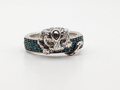 John Hardy Sterling Silver 14k Accents Citrine Emerald Spinel Jaguar Ring. Sterling Silver Jaguar Ring with Gold Accent and Citrine.