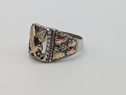 Black Hills Gold Sterling Silver 14k Flying Eagle Statement Ring. Sterling Silver 14k Flying Eagle Mens Ring. Black Hills Gold Eagle Ring