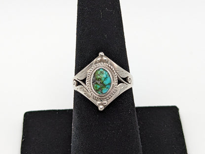 Sterling Silver Natural Raw Turquoise Ring.Vintage Sterling Silver Oval Turquoise Ring. Sterling Silver Boho Raw Turquoise Handmade Band.