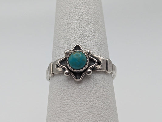 Sterling Silver Fred Harvey Turquoise Ring.Vintage Sterling Silver Turquoise Navajo Ring. Sterling Silver Fred Harvey Turquoise Band.