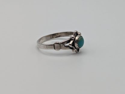 Sterling Silver Fred Harvey Turquoise Ring.Vintage Sterling Silver Turquoise Navajo Ring. Sterling Silver Fred Harvey Turquoise Band.