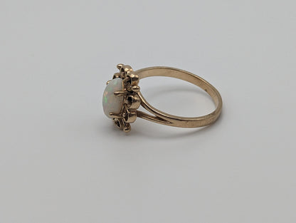10k Yellow Gold Opal Band .10k Yellow Gold Opal Marquise Ring. 10k Antique Anniversary Marquise Cut Opal Ring. Vintage Gold Opal Ring.