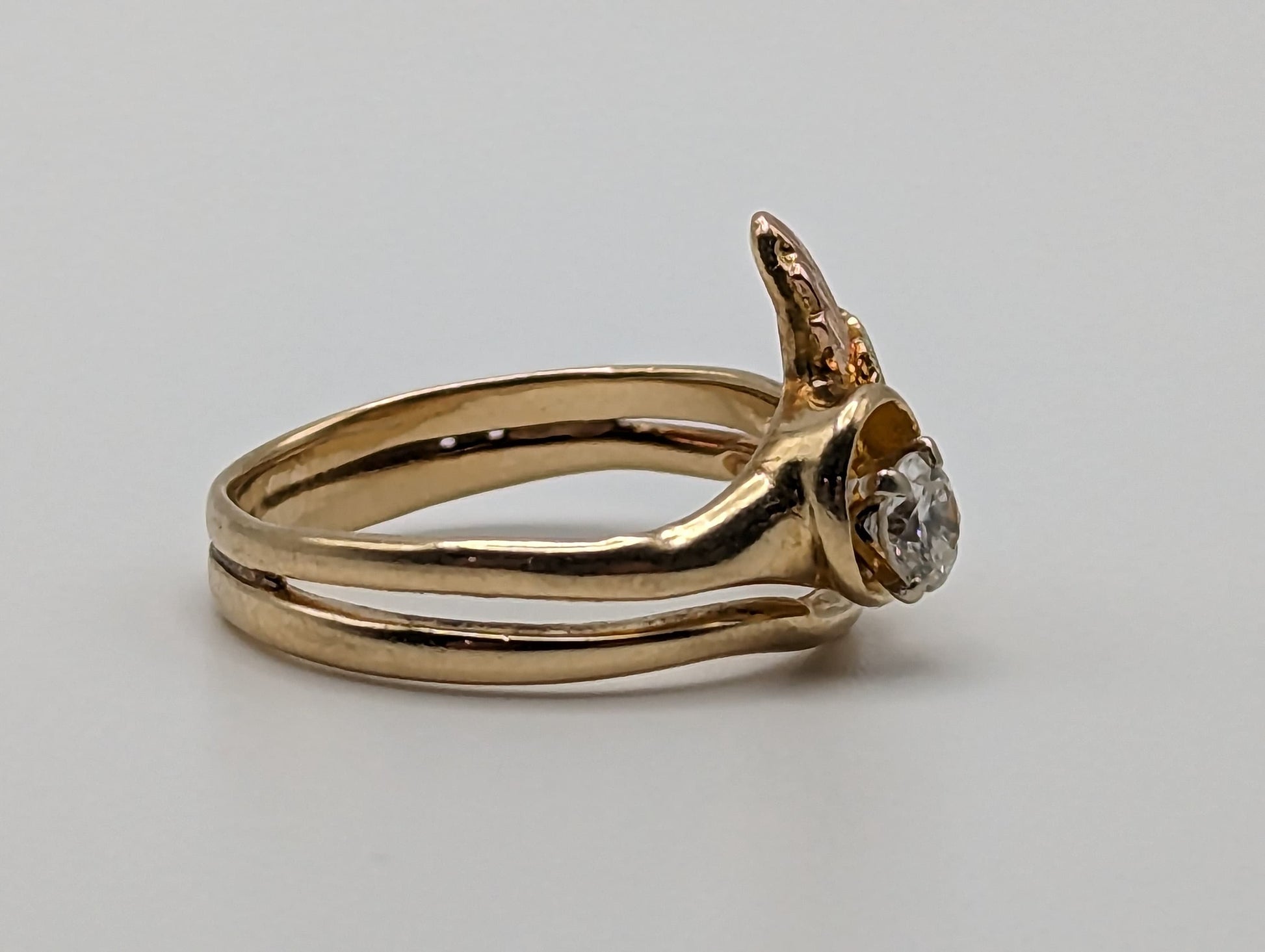 14k Diamond Black Hills Gold Ring. 14k Multi-tone Gold Black Hills Engagement Ring. 14k Black Hill Wedding Band. Rose Gold Diamond Ring.