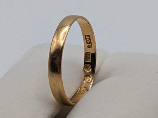 RARE 1898 Sweden 18k Antique Wedding Band. 18k Yellow Gold Cigar Wide band. 18k Wide Cigar ring. Unisex Wide Wedding Band