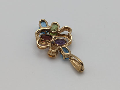 10K Multi Gem Pendant Features Peridot Topaz Amethyst Citrine Garnet. Mothers Day Gold Multi Stone Pendant Multi Gemstone Cluster Pendant