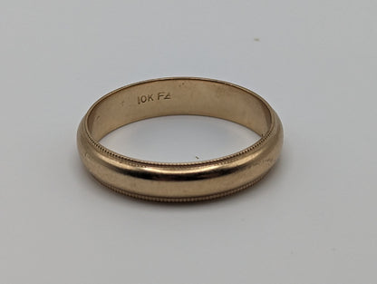 4.2 grams Friedman's 10k Gold 5mm Milgrain Half Round Wedding Band. 10k Yellow Gold Milgrain Band. Yellow Gold Wedding Engagement Band
