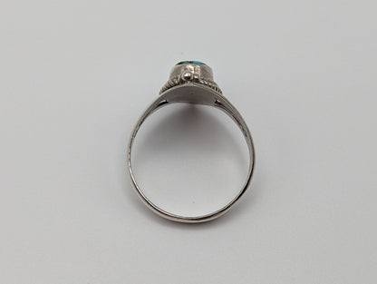 Sterling Silver Natural Raw Turquoise Ring.Vintage Sterling Silver Oval Turquoise Ring. Sterling Silver Boho Raw Turquoise Handmade Band.
