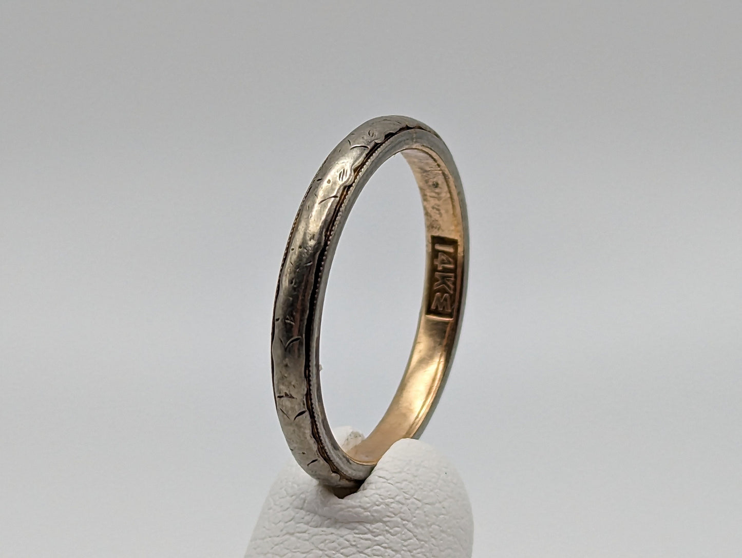 1940s Wood & Sons, J.R. 14k White Gold Wedding Band. 14k White Gold Anniversary Ring. 14k White Gold Handmade Women's Spacer Ring.