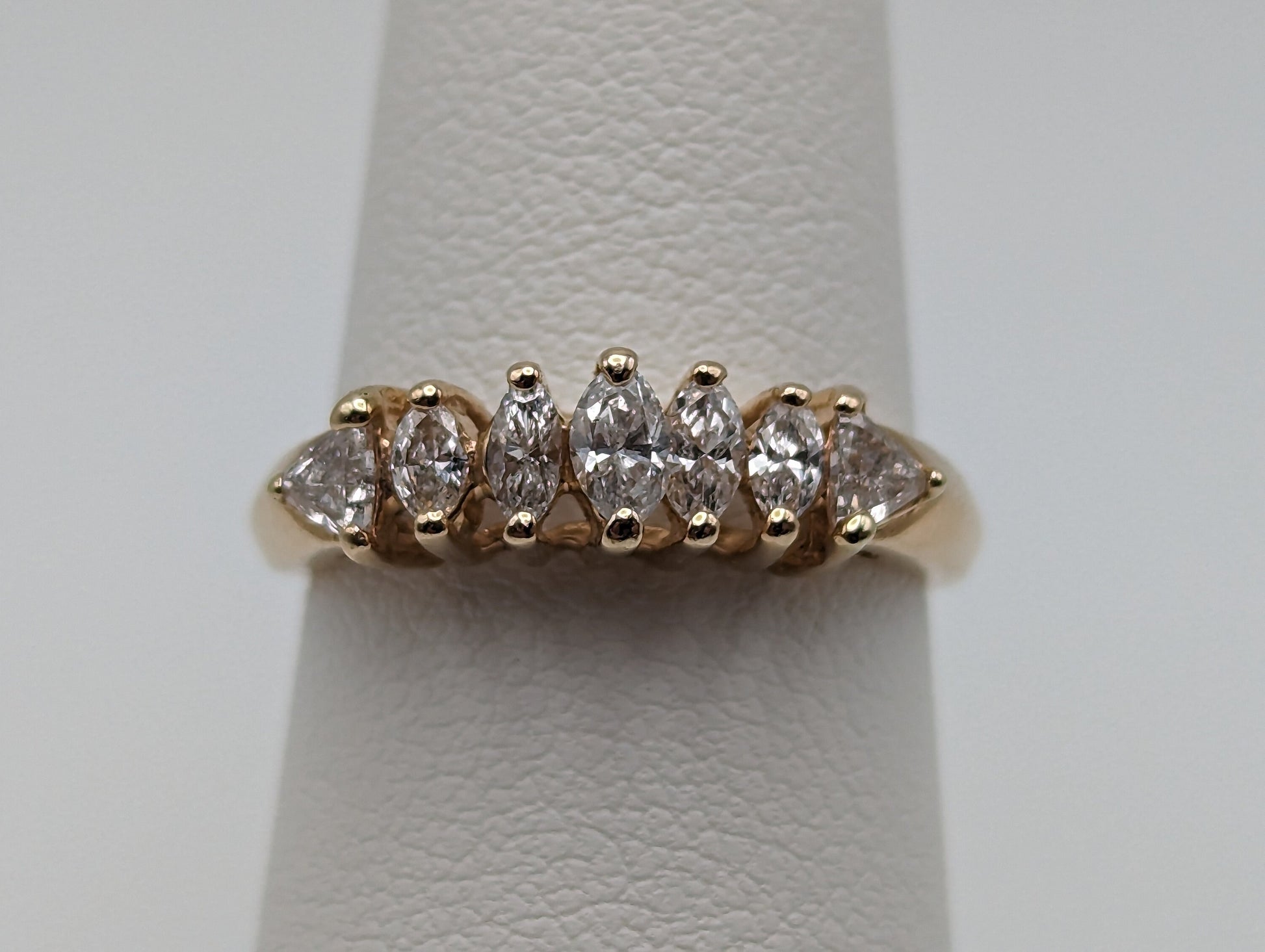 14k Yellow Gold Diamond Wedding Ring. 14k Yellow Gold Engagement Band. 14k Yellow Gold Diamond Womens Wedding band.14k Marquise Diamond Ring