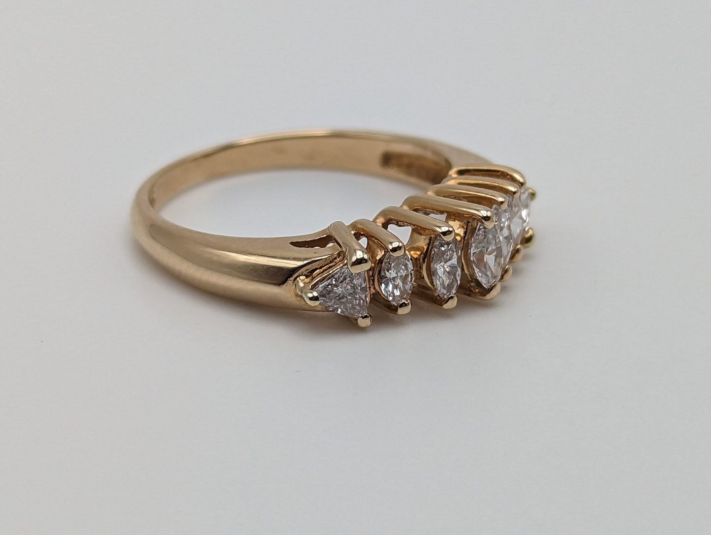 14k Yellow Gold Diamond Wedding Ring. 14k Yellow Gold Engagement Band. 14k Yellow Gold Diamond Womens Wedding band.14k Marquise Diamond Ring