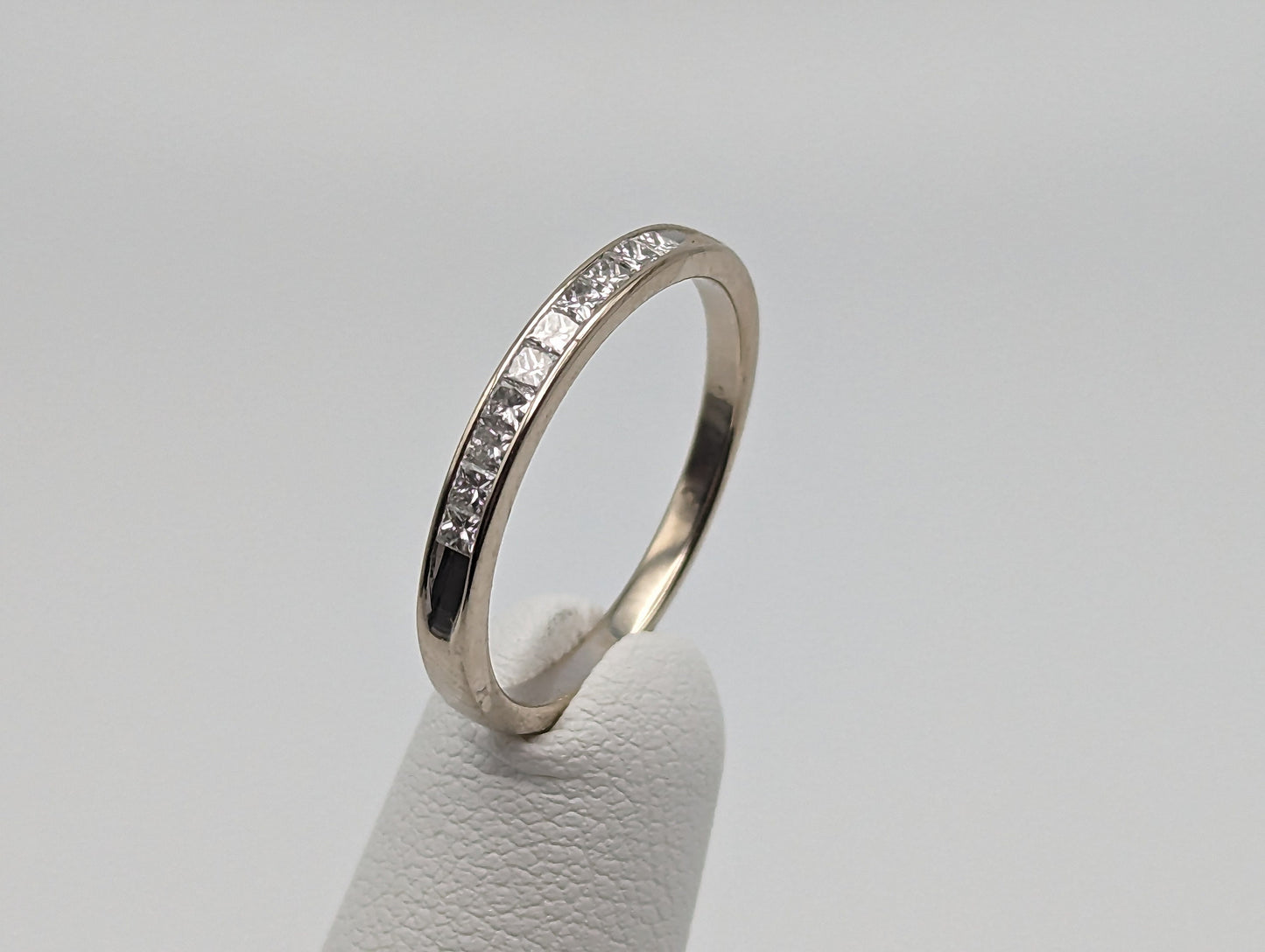 14k Womens Channel ring. White Gold 0.6ct Diamond Eternity band. 14k Anniversary half eternity band. 14k Wedding Band. 14k Anniversary Band