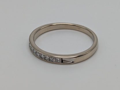 14k Womens Channel ring. White Gold 0.6ct Diamond Eternity band. 14k Anniversary half eternity band. 14k Wedding Band. 14k Anniversary Band
