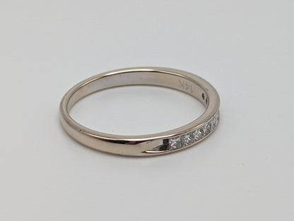 14k Womens Channel ring. White Gold 0.6ct Diamond Eternity band. 14k Anniversary half eternity band. 14k Wedding Band. 14k Anniversary Band