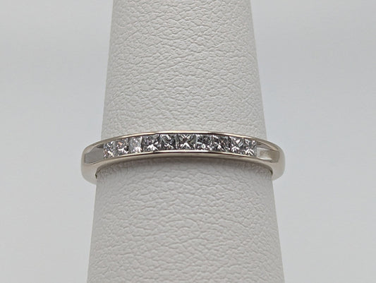 14k Womens Channel ring. White Gold 0.6ct Diamond Eternity band. 14k Anniversary half eternity band. 14k Wedding Band. 14k Anniversary Band