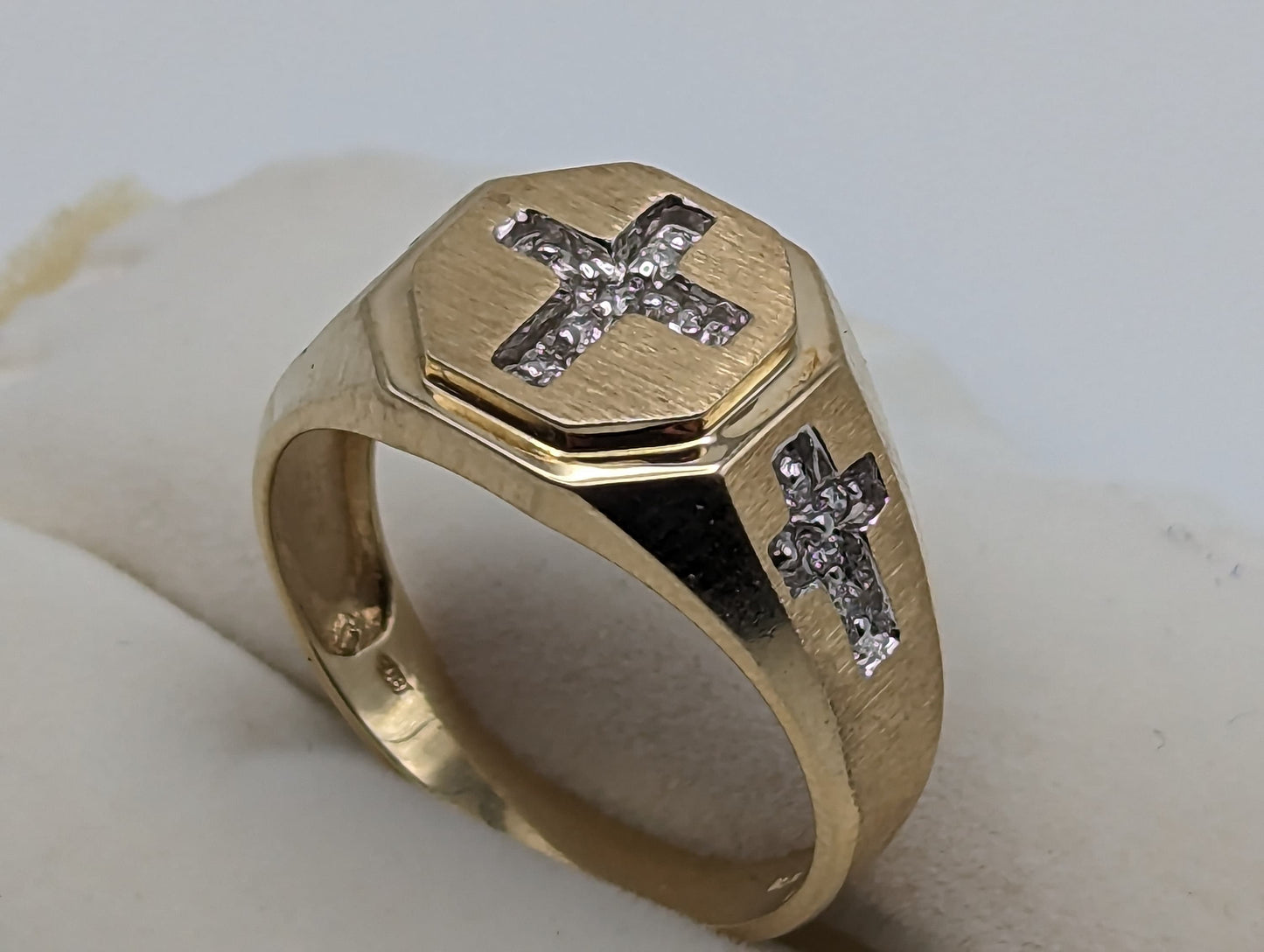 10k Yellow Gold Diamond Cross Ring. Mens Diamond Cross Ring 10k Yellow Gold. 10k Statement Cross Ring. Diamond Cross Ring. Mens Cross Ring.