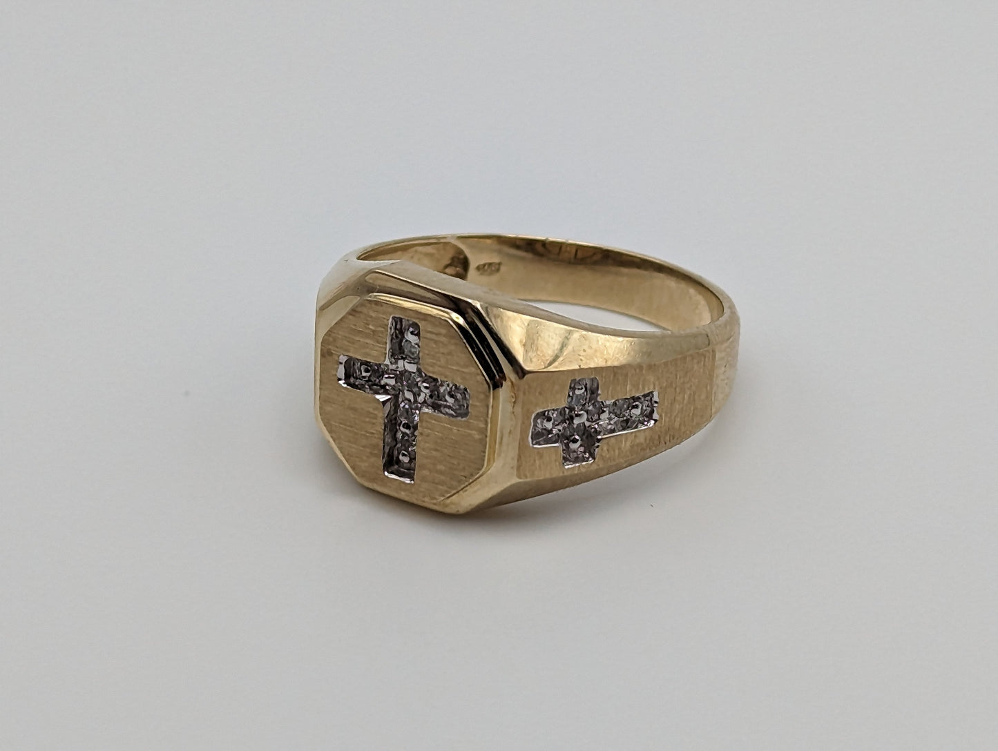 10k Yellow Gold Diamond Cross Ring. Mens Diamond Cross Ring 10k Yellow Gold. 10k Statement Cross Ring. Diamond Cross Ring. Mens Cross Ring.