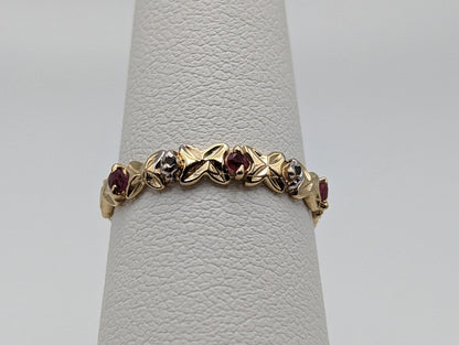 10k Ruby Diamond XOXO Ring. 10k Ruby Diamond Hugs and Kisses Ring. 10k Hugs and Kisses Ring. 10k XOXO Ring. 10k Ruby Diamond Ring.