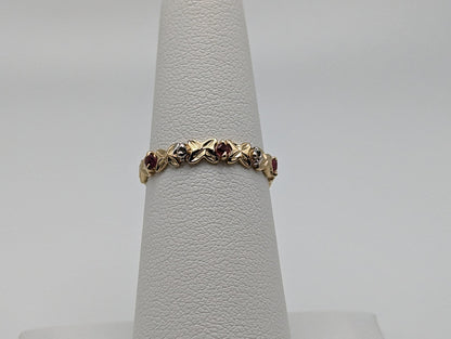 10k Ruby Diamond XOXO Ring. 10k Ruby Diamond Hugs and Kisses Ring. 10k Hugs and Kisses Ring. 10k XOXO Ring. 10k Ruby Diamond Ring.